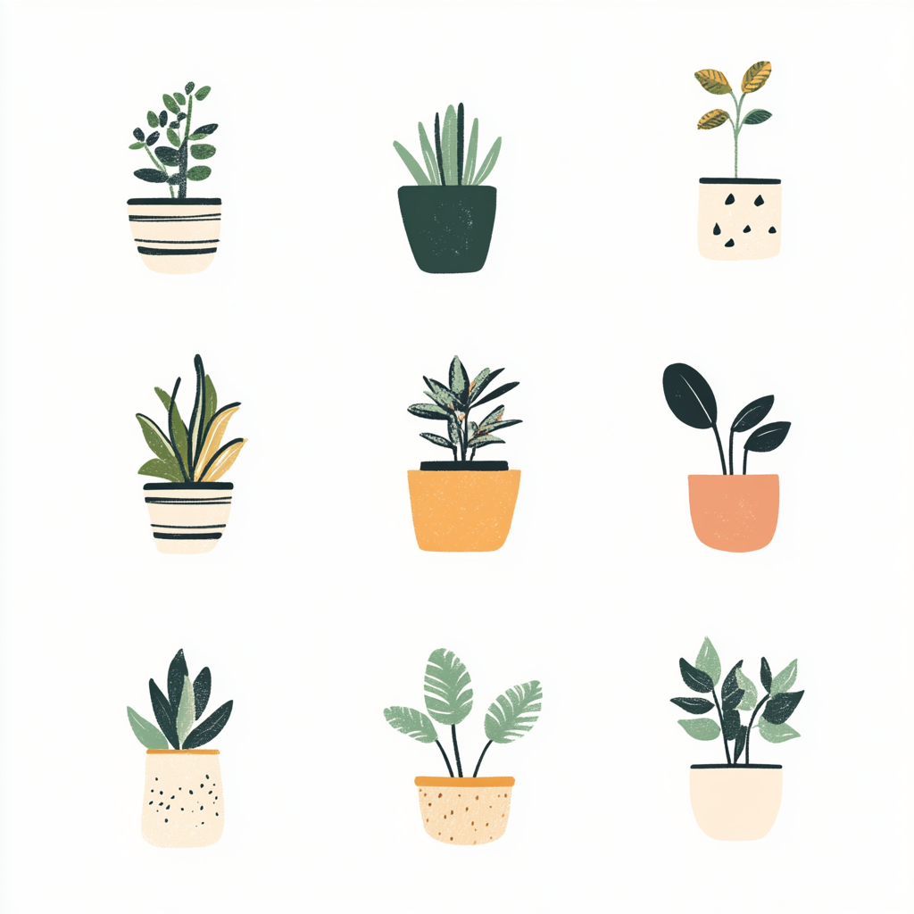 Plant care grid illustration